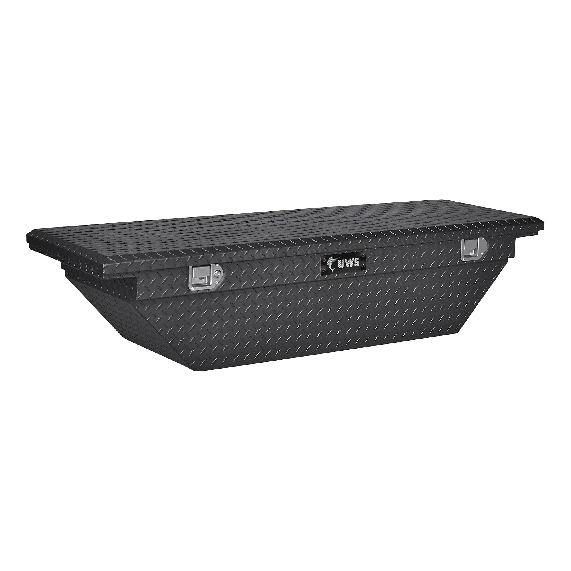 UWS, 63in. Angled Crossover Truck Tool Box, Width 63.875 in, Material Aluminum, Color Finish Matte Black, Model# EC10313